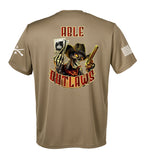 Able Outlaws Performance Coyote Tan Closed Mesh Unisex Shirt. This shirt is NOT approved for PT