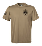 Performance Coyote Tan Closed Mesh Shirt (Black Design). This shirt is NOT approved for PT