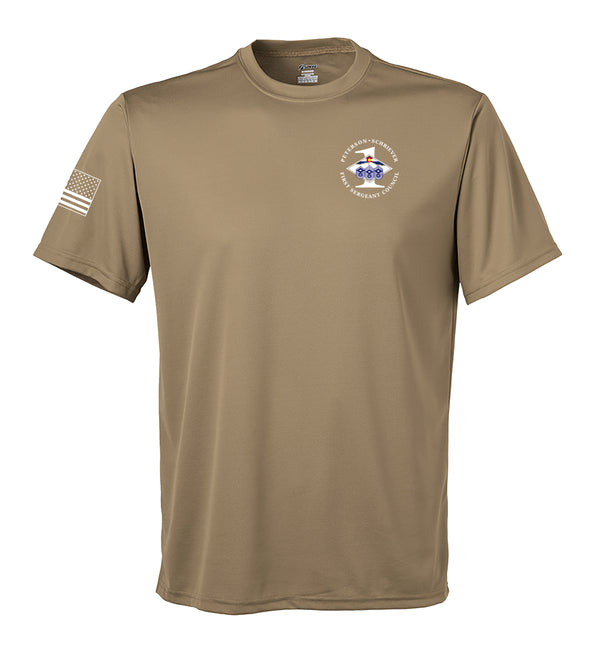 Performance Coyote Tan Closed Mesh Unisex Shirt (White Design). This shirt is NOT approved for PT