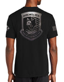 Unisex Performance Short Sleeve PT Shirt (Feels like Cotton). Black on Black Design. This shirt IS approved for PT.