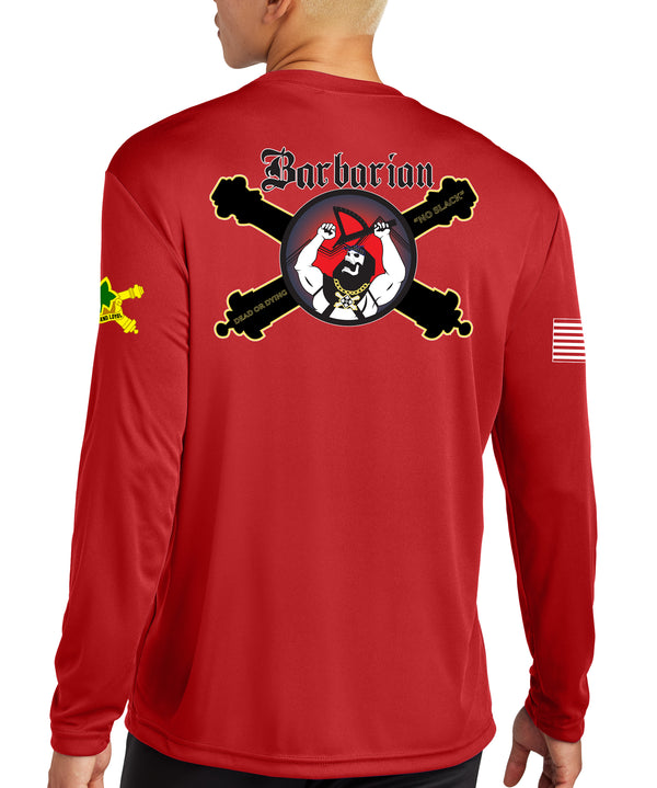 Barbarian Long Sleeve Performance PT Shirt. This shirt IS approved for PT.