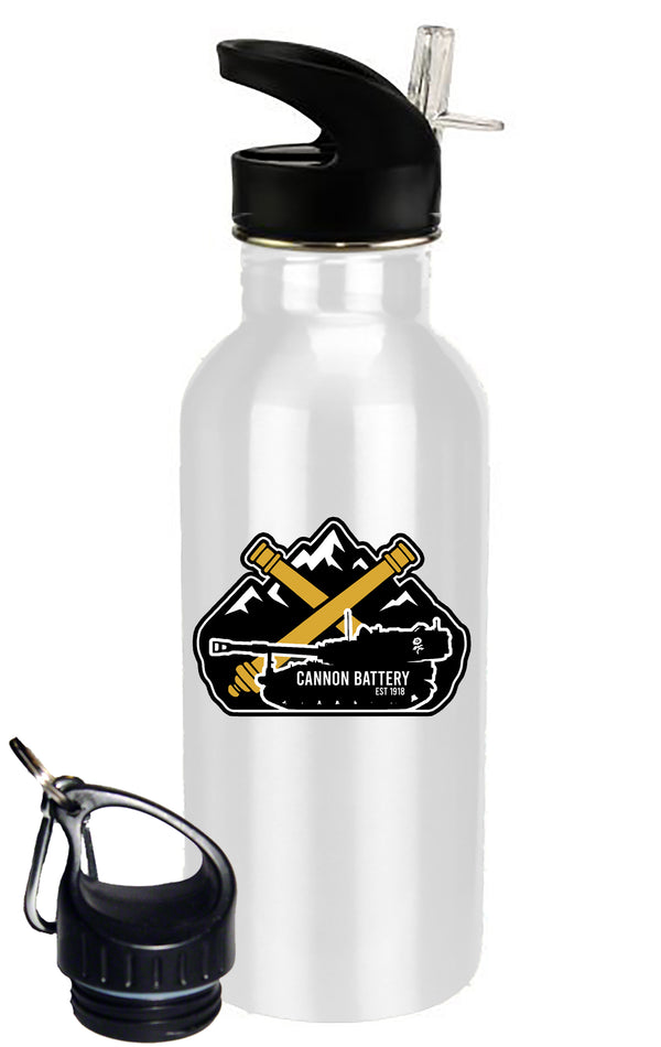 20 oz Stainless Steel Water Bottle with Stem/Straw Top and Spare Lid with Carabiner.