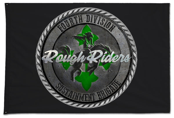 Rough Rider Crest Flag. One Sided with Grommets. Comes in multiple sizes.