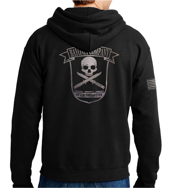 Bayonet Co Black on Black Unisex Unit Hoodie Sweatshirt. This sweatshirt is NOT approved for PT