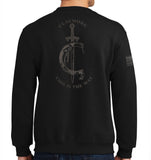 Black on Black 50-50 Blend Crewneck Unisex Sweatshirt. This shirt IS approved for PT.