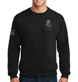 Black on Black 50-50 Blend Crewneck Unisex Sweatshirt. This shirt IS approved for PT.