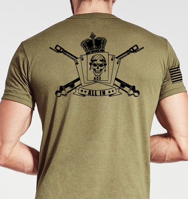 Alpha Battery Coyote Tan Unisex Shirt (Black Design). This shirt is NOT approved for PT