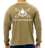 Tan Long Sleeve 50-50 Blend Unisex Shirt (White Design). This shirt is NOT approved for PT