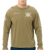 Tan Long Sleeve 50-50 Blend Unisex Shirt (White Design). This shirt is NOT approved for PT