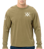 Tan Long Sleeve 50-50 Blend Unisex Shirt (White Design). This shirt is NOT approved for PT