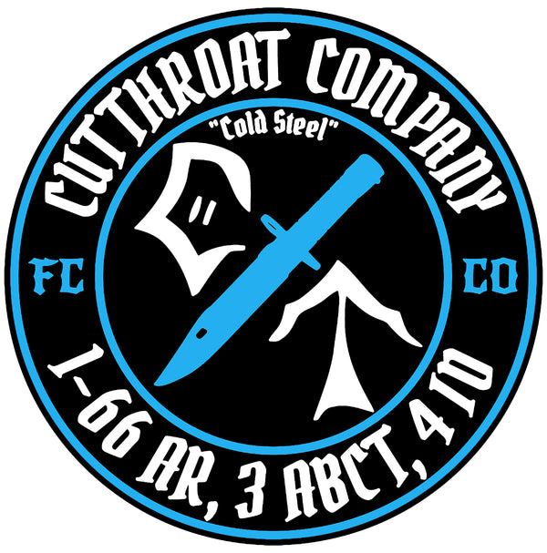 Cutthroat Stickers 4"W x 4"H, Individual Stickers, comes packaged in a variety of quantities.