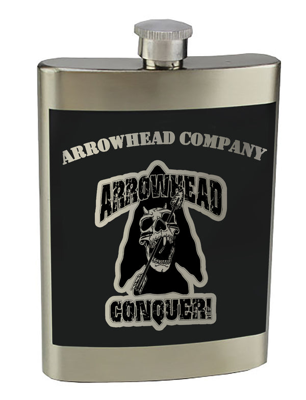 A Co 8 oz. Stainless Steel Flask with screw on lid.