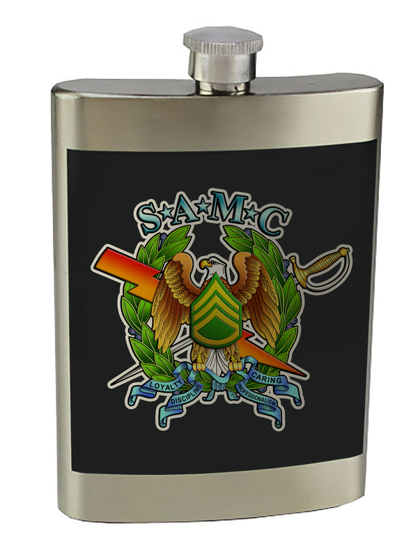 SAMC 8 oz. Stainless Steel Flask with screw on lid.