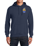 Warrior Unisex Navy Hoodie Sweatshirt (White Distressed Design).