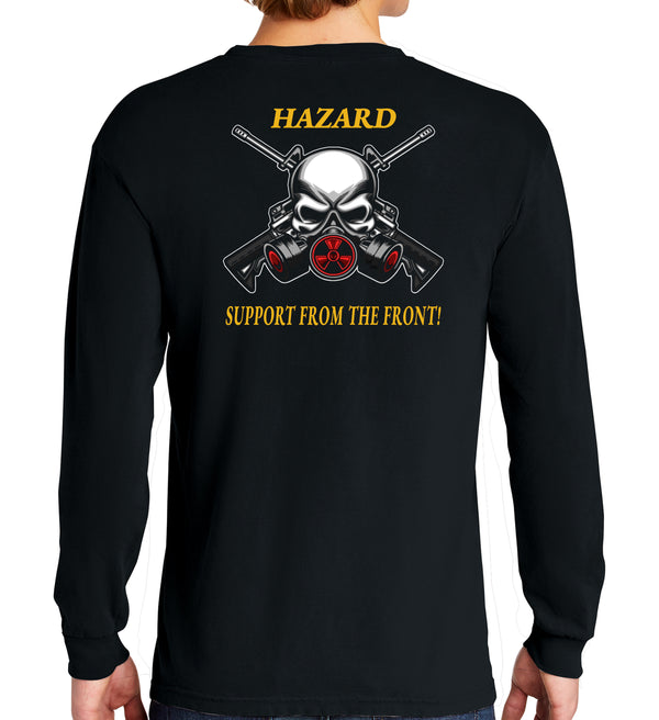 Hazard Lethal Gear Long Sleeve 50-50 Blend Unisex Shirt. This shirt IS approved for PT