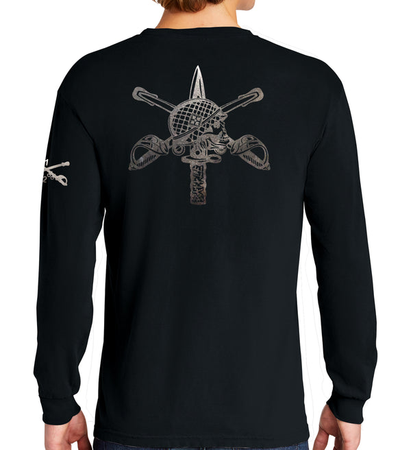 B Co Black on Black Long Sleeve 50-50 Blend Unisex Shirt. This shirt IS approved for PT