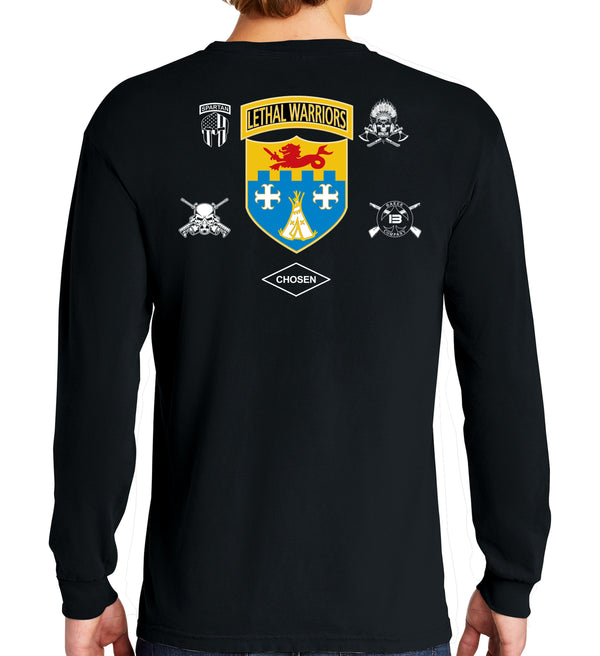 Brigade Lethal Gear Long Sleeve 50-50 Blend Unisex Shirt. This shirt IS approved for PT