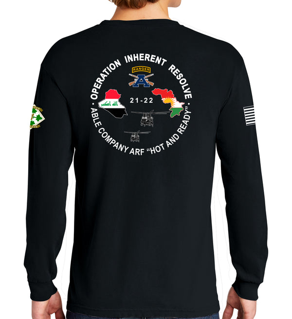 A Company Long Sleeve 50-50 Blend Unisex Shirt. This shirt IS approved for PT