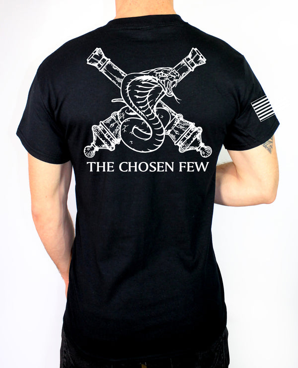 Chosen 50-50 Blend Black Unisex PT Short Sleeve Shirt. Approved for PT