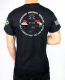 A Company 50-50 Blend Black Unisex PT Short Sleeve Shirt. Approved for PT