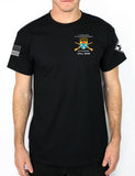 A Co 50-50 Blend Black Unisex PT Short Sleeve Shirt. Approved for PT