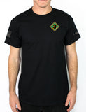 Battle 50-50 Blend Black Unisex PT Short Sleeve Shirt. Approved for PT