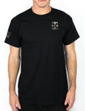 50-50 Blend (Black on Black Design) Black Unisex PT Short Sleeve Shirt