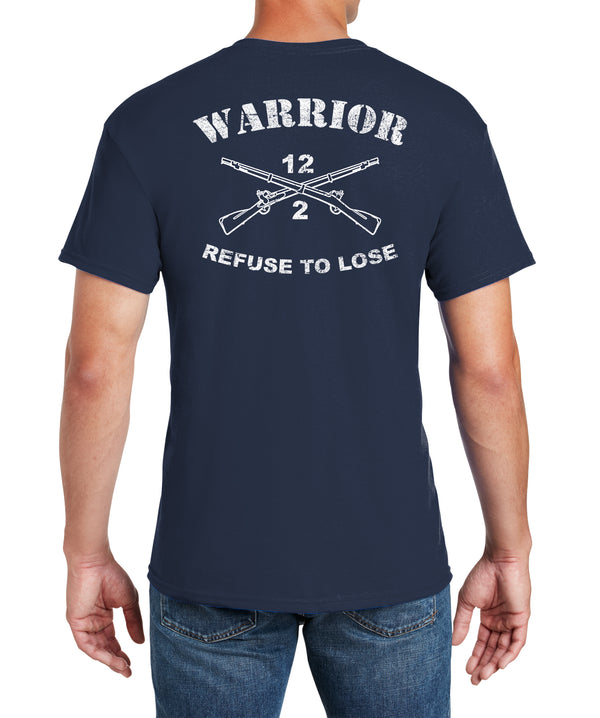 Warrior 50-50 Blend (White Distressed Design) Navy Unisex Short Sleeve Shirt