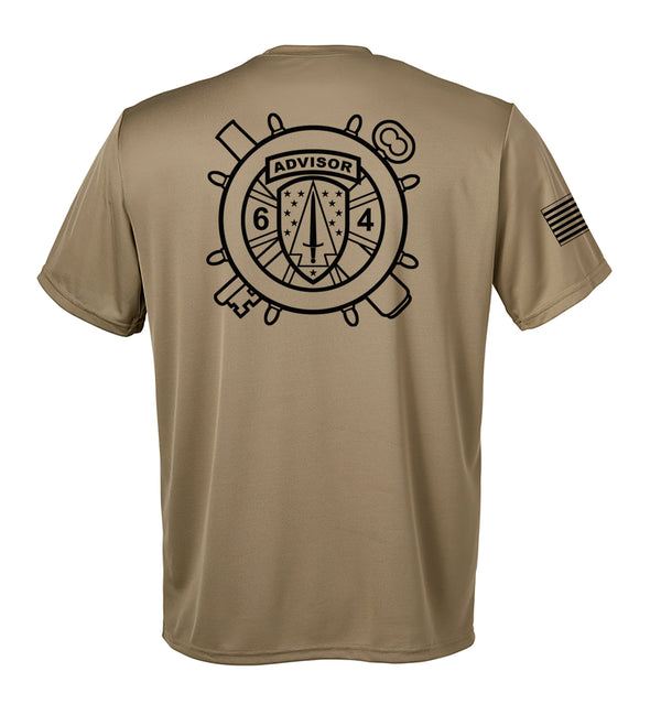 6 4th Coyote Tan Performance Closed Mesh Unisex Shirt. This shirt is NOT approved for PT