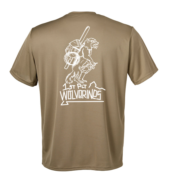 Performance Coyote Tan Closed Mesh Unisex Shirt (White Design). This shirt is NOT approved for PT