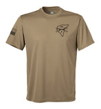 1-163 A Coyote Tan Performance Closed Mesh Unisex Shirt. This shirt is NOT approved for PT