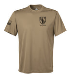 6 4th Coyote Tan Performance Closed Mesh Unisex Shirt. This shirt is NOT approved for PT