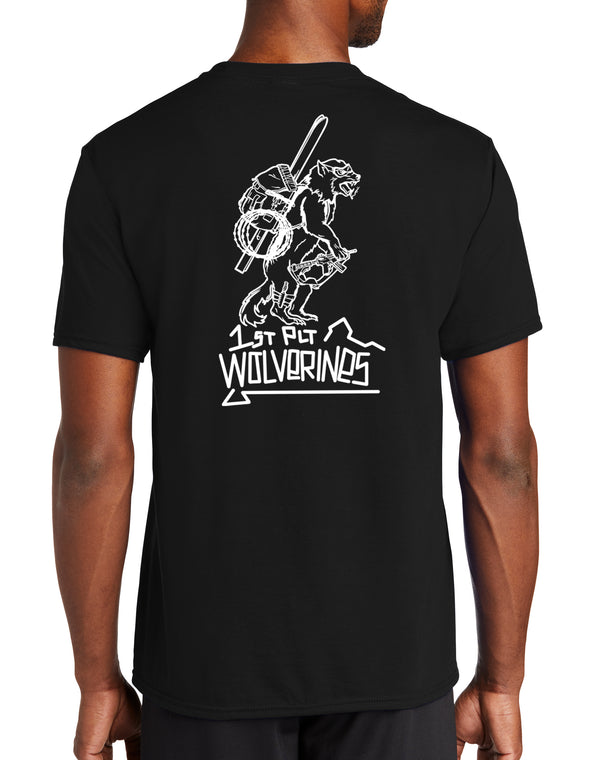 Unisex Performance Short Sleeve PT Shirt (Feels like Cotton) White Design. This shirt IS approved for PT.