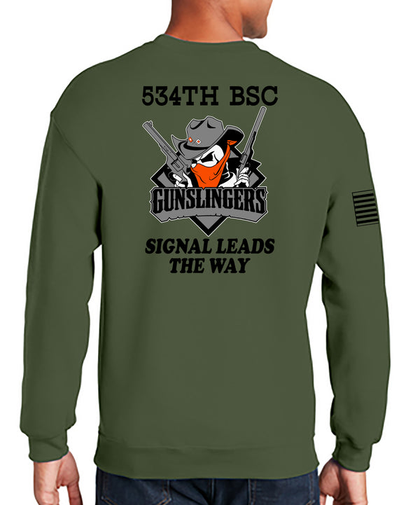 Gunslingers Crewneck OD Green Unisex Sweatshirt. This sweatshirt IS Approved for PT