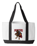 Shopping Bag, 18.5"W x 12"H with 3.5" depth. White Polyester with Black Straps and Bottom.