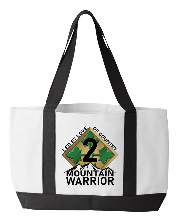 Shopping Bag, 18.5"W x 12"H with 3.5" depth. White Polyester with Black Straps and Bottom.