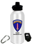 20 oz Stainless Steel Water Bottle with Stem/Straw Top and Spare Lid with Carabiner.