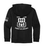 Youth Unisex Black Hoodie Sweatshirt (White Design).