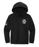 Youth Unisex Black Hoodie Sweatshirt (White Design).