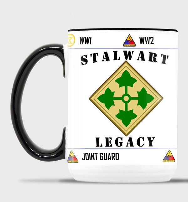 Stalwart 4ID Legacy - White with Black Rim and Handle 15 oz Coffee Mug. *Free Liaison Pick-up only** NO FREE Shipping**