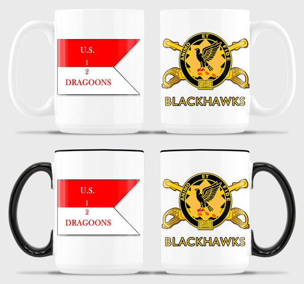 Blackhawk 15 oz Coffee Mug.  *Free Shipping means the Liaison will Pick-up orders and bring them back to Base only*