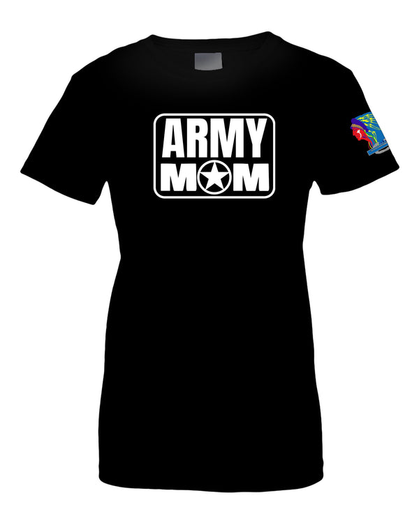 Ladies Cut Black or White Shirt with White or Black "Army Mom" Design. ***Free Shipping for Liaison Pick-up orders only***