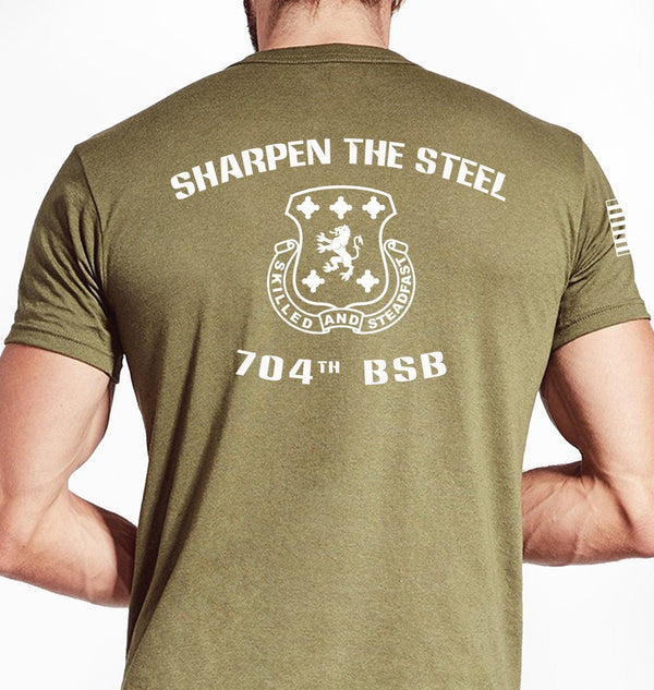 Coyote Tan Unisex Sharpen The Steel T-Shirt, White design. NOT approved for PT. ** ** No Free Shipping- Please Read Description Below**