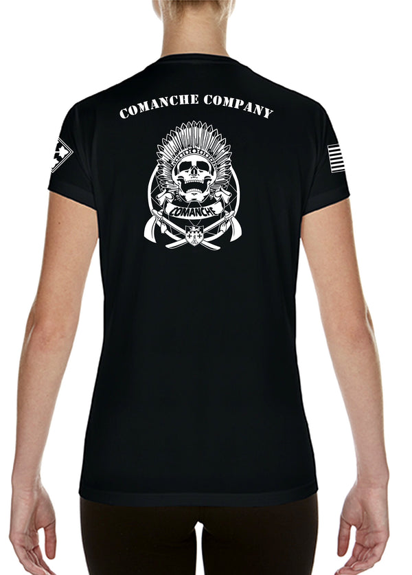 Comanche Company Ladies Cut Black Athletic T-Shirt. **This shirt is NOT approved for PT**. *FREE Liaison pick up to base only*