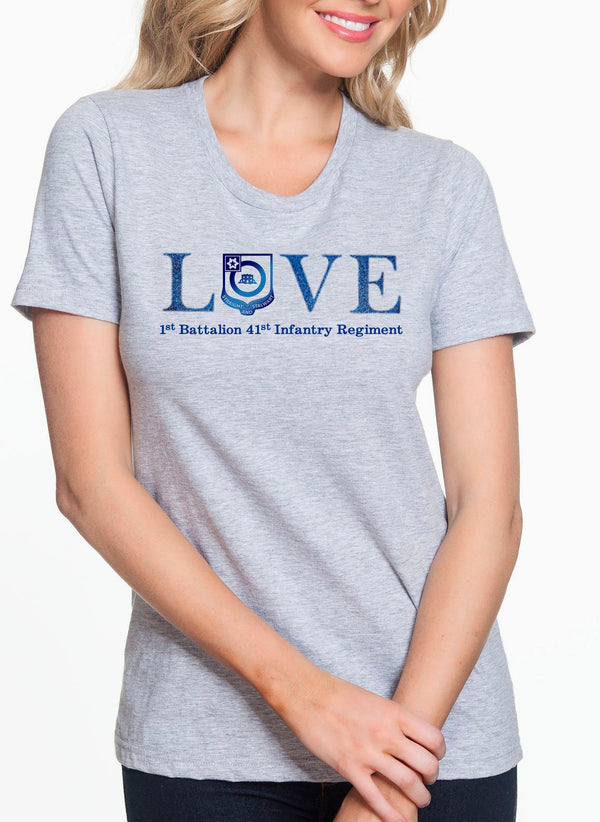 Gray Crew Neck LOVE Shirt Blue Glitter/Electric Blue Text. *Free Liaison Pick-up only** NO FREE Shipping**