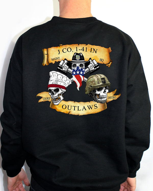 J Company OUTLAWS Black Unisex Sweatshirt. This Is NOT Approved For PT.*Free Liaison Pick-up only- No Free Shipping*