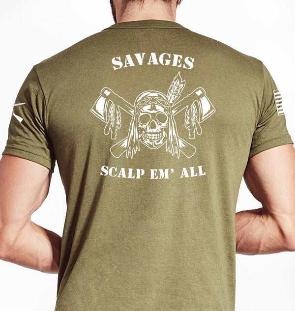 Coyote Tan Savages Unisex Shirt (White Print). NOT approved for PT *Free Liaison Pick-up only-NO Free Shipping*