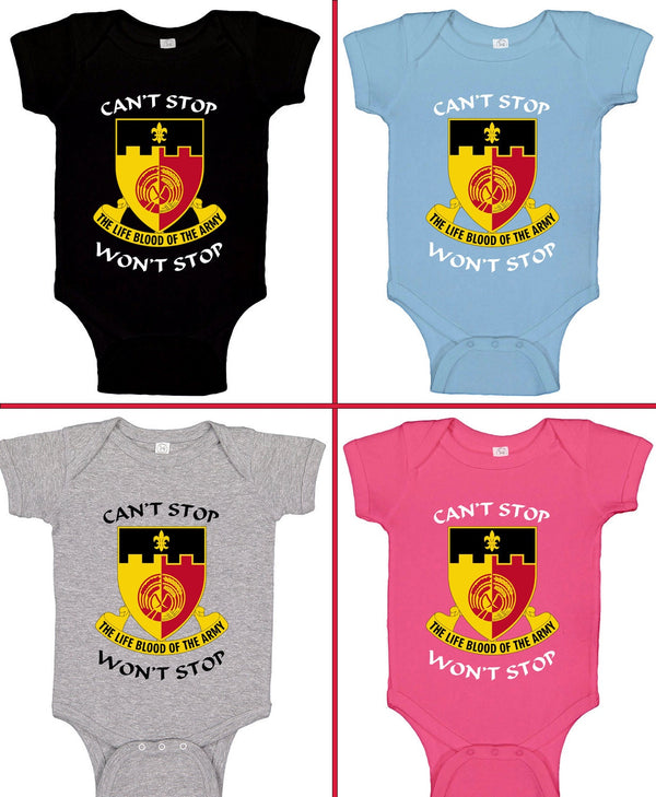 Baby Bodysuit With 64th BSB Crest in Color. Different Colors. *Free Shipping for Liaison Pick-up orders only*