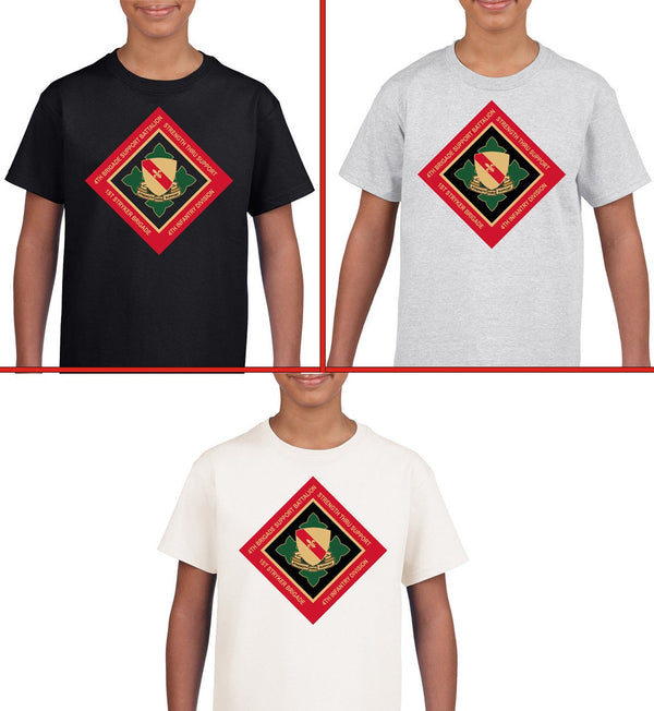 Youth Shirts with 4th BSB Crest In Color Design and Multiple Shirt Colors. . **Free Shipping means for Liaison pick up to base only**