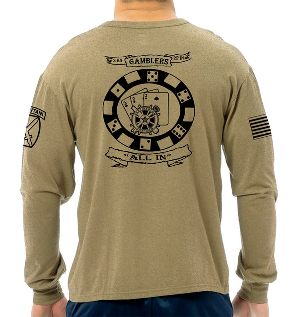 Coyote Tan 50-50 Poly Cotton Blend Long Sleeve Unisex Shirt. This shirt is NOT Approved for PT